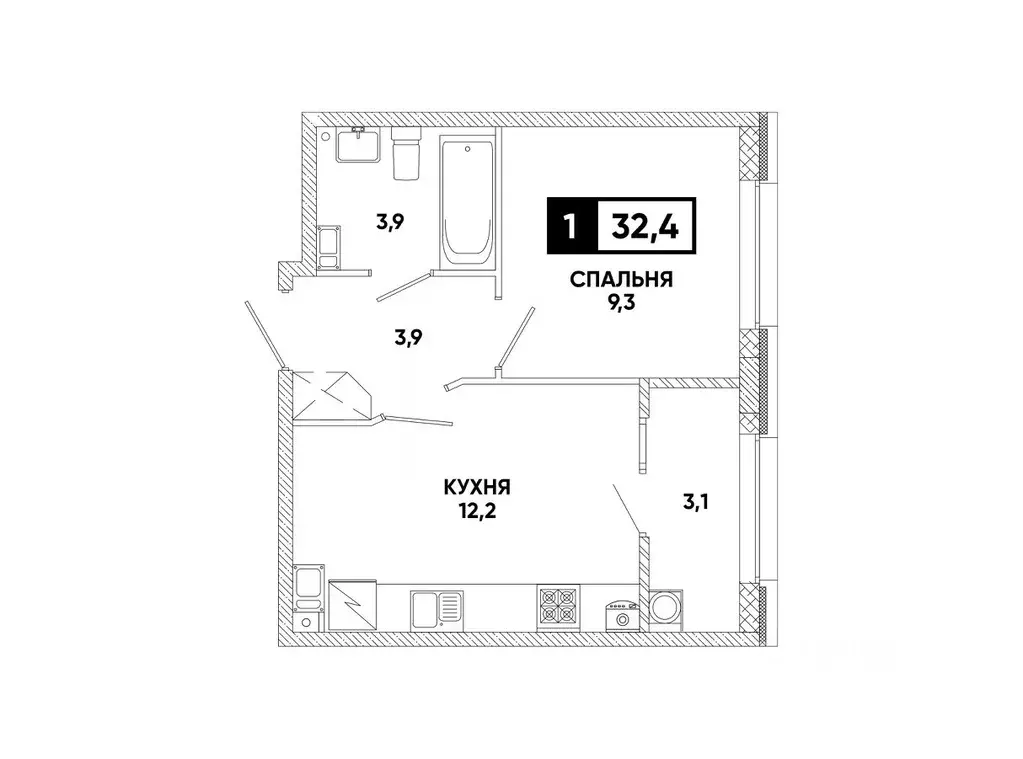 1-к кв. Ставропольский край, Ставрополь ул. Андрея Голуба, 12к7 (32.4 ... - Фото 0