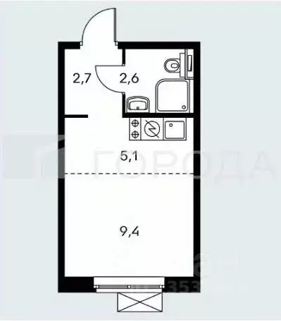 Студия Алтайский край, Барнаул ул. Смирнова, 94А (23.0 м) - Фото 2