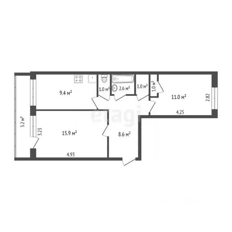 2-к кв. Калужская область, Калуга бул. Энтузиастов, 7 (53.7 м) - Фото 2