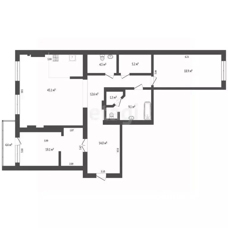2-к кв. Тюменская область, Тюмень Холодильная ул., 138 (126.4 м) - Фото 2