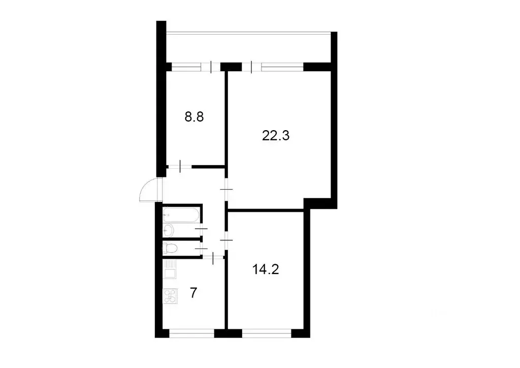 3-к кв. Курская область, Курск ул. Крюкова, 14Б (65.0 м) - Фото 1