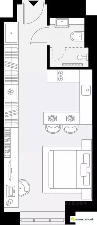 1-к кв. Татарстан, Казань Родины мкр,  (27.98 м) - Фото 1
