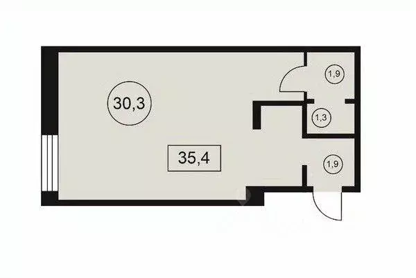 Квартира, 1 комната, 35.4 м - Фото 0