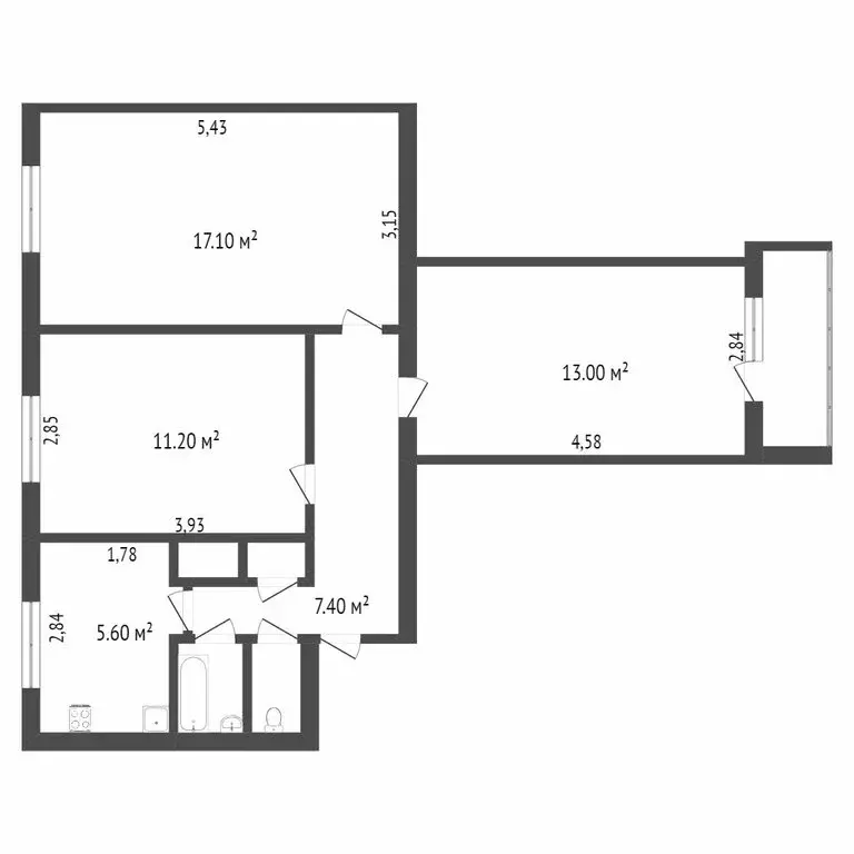 3-комнатная квартира: Новый Уренгой, Ленинградский проспект, 4А (62.1 ... - Фото 1
