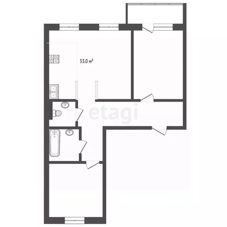 2-к кв. Тюменская область, Тюмень ул. Домостроителей, 26к3 (93.0 м) - Фото 1