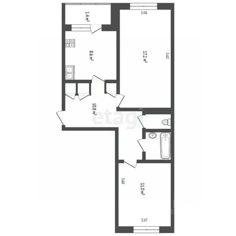 2-к кв. Псковская область, Печоры Индустриальная ул., 11 (54.2 м) - Фото 2