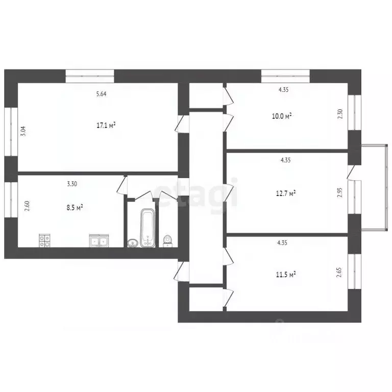 4-к кв. Тюменская область, Тюмень Минская ул., 5а (73.8 м) - Фото 0