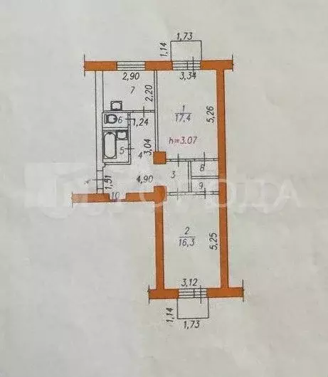 2-к. квартира, 58,5 м, 3/4 эт. - Фото 0