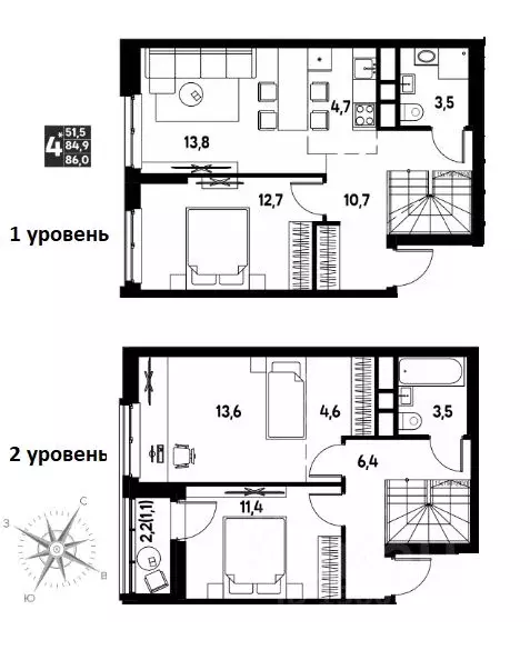 Студия Пермский край, д. Кондратово просп. Дягилева, 2 (86.0 м) - Фото 1