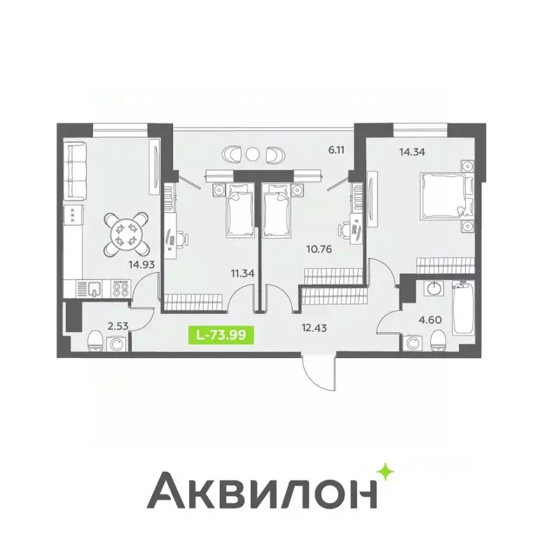 3-к кв. Санкт-Петербург бул. Головнина, 6к1 (73.99 м) - Фото 0