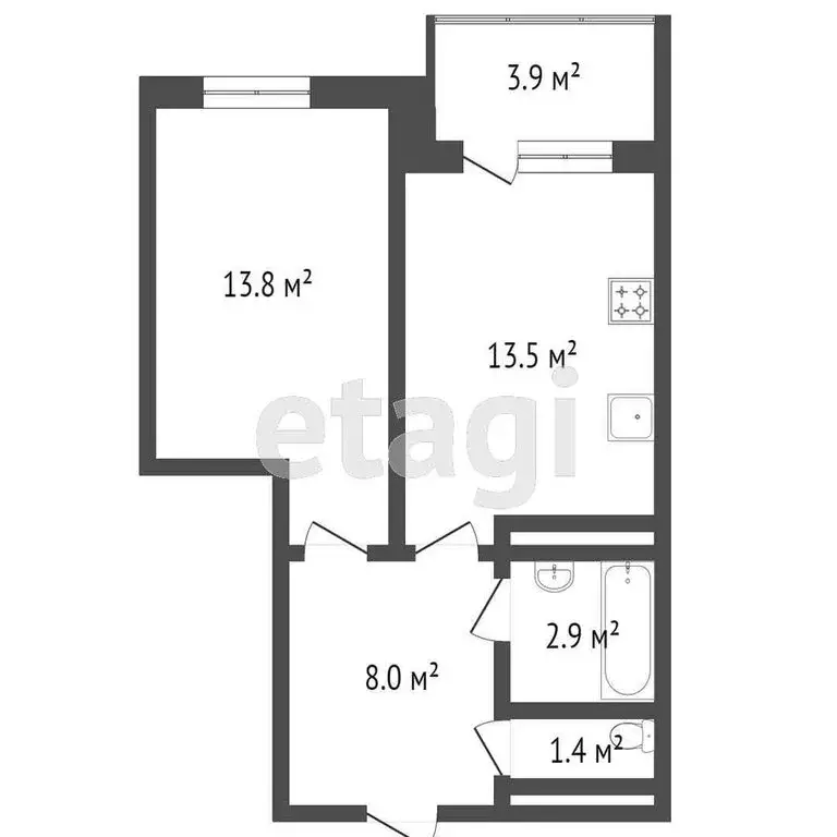 1-комнатная квартира: Тюмень, улица Мельникайте, 2к12 (42 м) - Фото 1