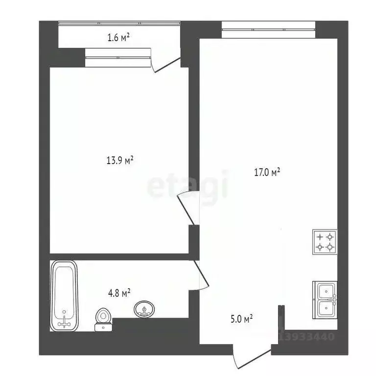 1-к кв. Тюменская область, Тюмень ул. Газовиков, 40 (42.3 м) - Фото 1