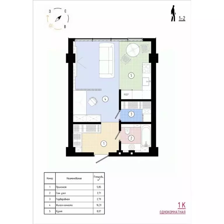 1-к кв. Приморский край, Владивосток Острогорный жилой комплекс (37.34 ... - Фото 1