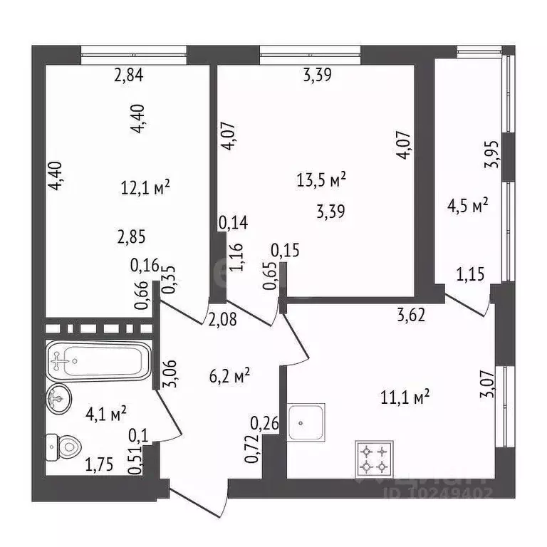 2-к кв. Башкортостан, Уфа ул. Воинов-Интернационалистов, 5 (47.0 м) - Фото 2