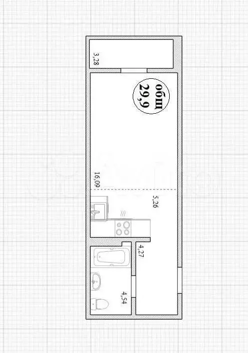 Квартира-студия, 29,9 м, 24/26 эт. - Фото 0