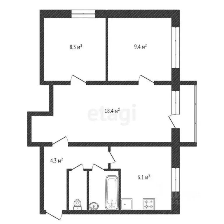 3-к кв. Красноярский край, Красноярск Волжская ул., 19 (50.0 м) - Фото 2