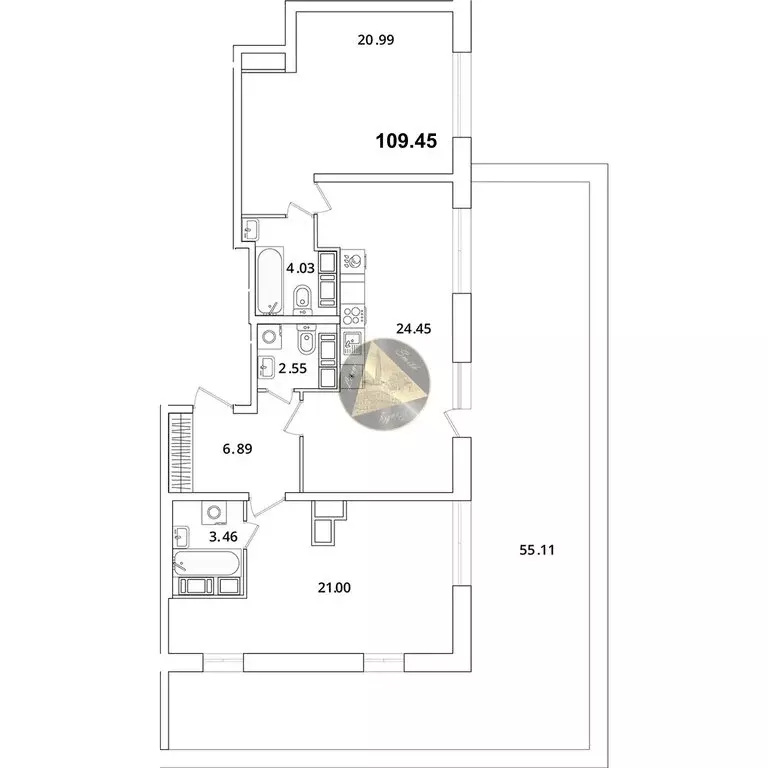 2-комнатная квартира: Санкт-Петербург, проспект Маршала Блюхера, 3к2 ... - Фото 1