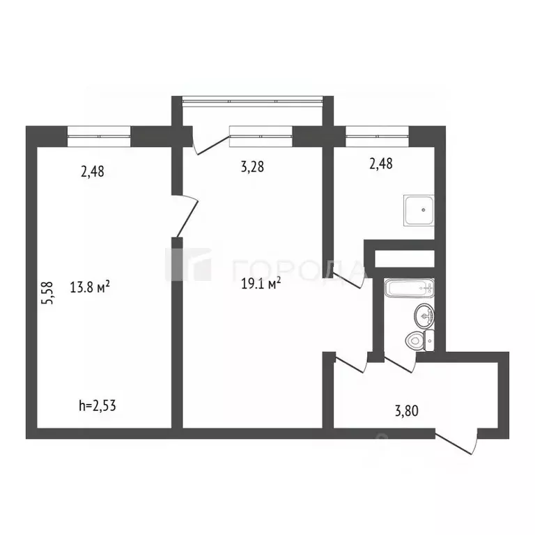 2-к кв. Кемеровская область, Новокузнецк Октябрьский просп., 33 (45.7 ... - Фото 2