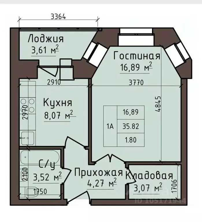 1-к кв. Хакасия, Абакан ул. Авиаторов, 1Г (37.62 м) - Фото 1