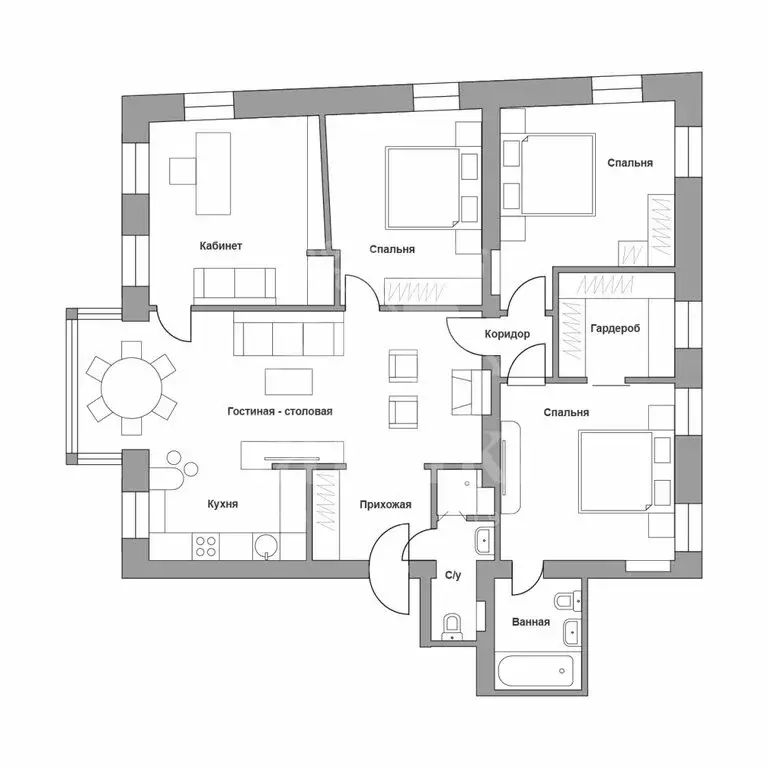 5-комнатная квартира: Москва, Зубовский проезд, 2к2 (126 м) - Фото 1