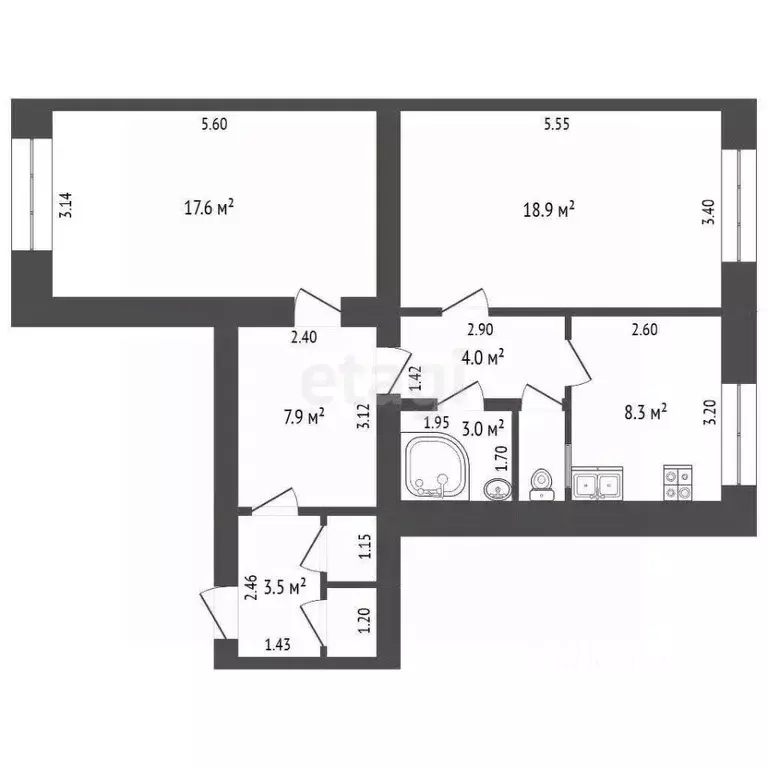 2-к кв. Чувашия, Чебоксары ул. Фридриха Энгельса, 36 (66.7 м) - Фото 1