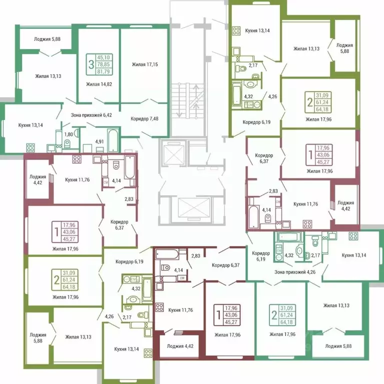1-к кв. Калужская область, Обнинск ул. Табулевича, 1 (43.1 м) - Фото 2