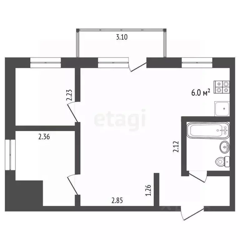 2-к кв. Московская область, Пушкино Мамонтовка мкр, Рабочая ул., 1 ... - Фото 2