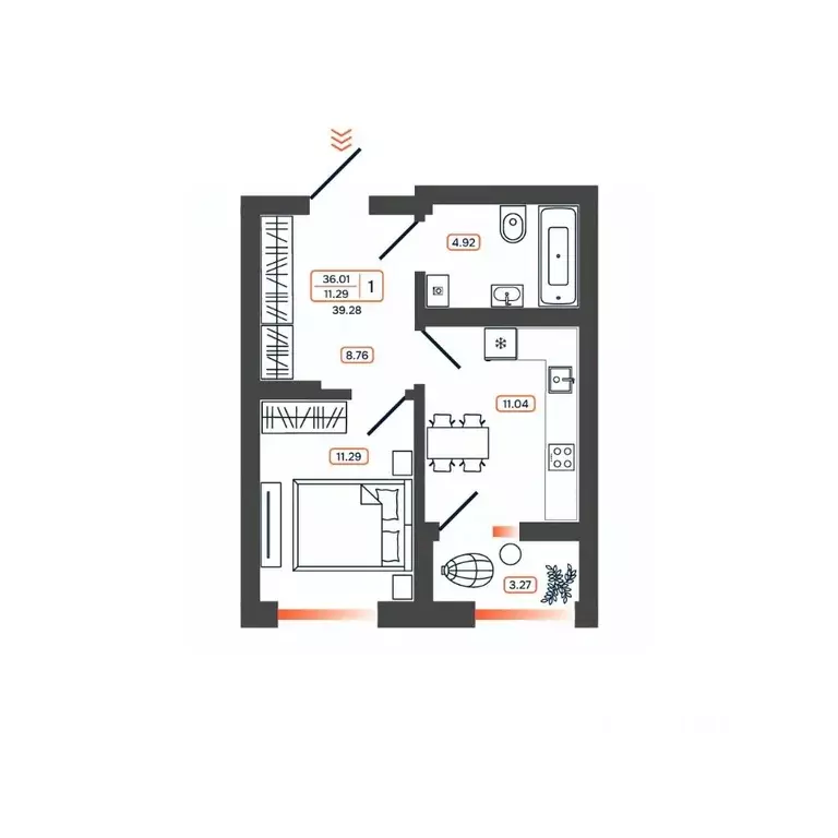 1-к кв. Ростовская область, Батайск Темп жилой комплекс (39.28 м) - Фото 1