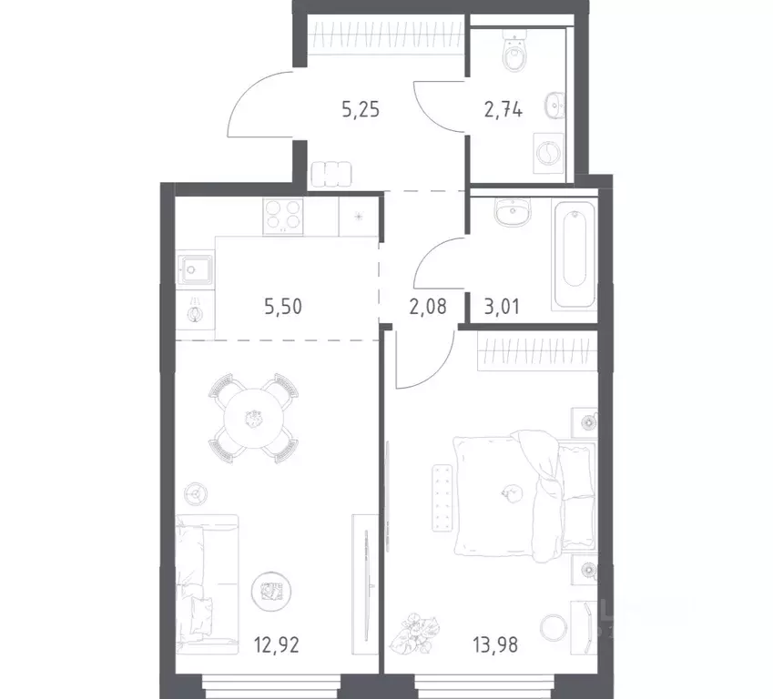 1-к кв. Московская область, Ленинский городской округ, Мисайлово пгт, ... - Фото 1