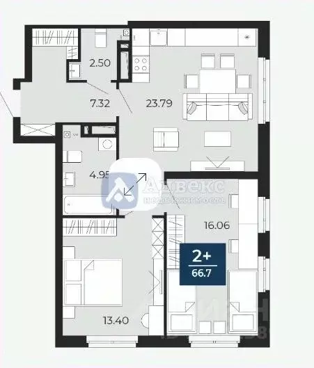 1-к кв. Тюменская область, Тюмень ул. Фармана Салманова, 17 (68.02 м) - Фото 1