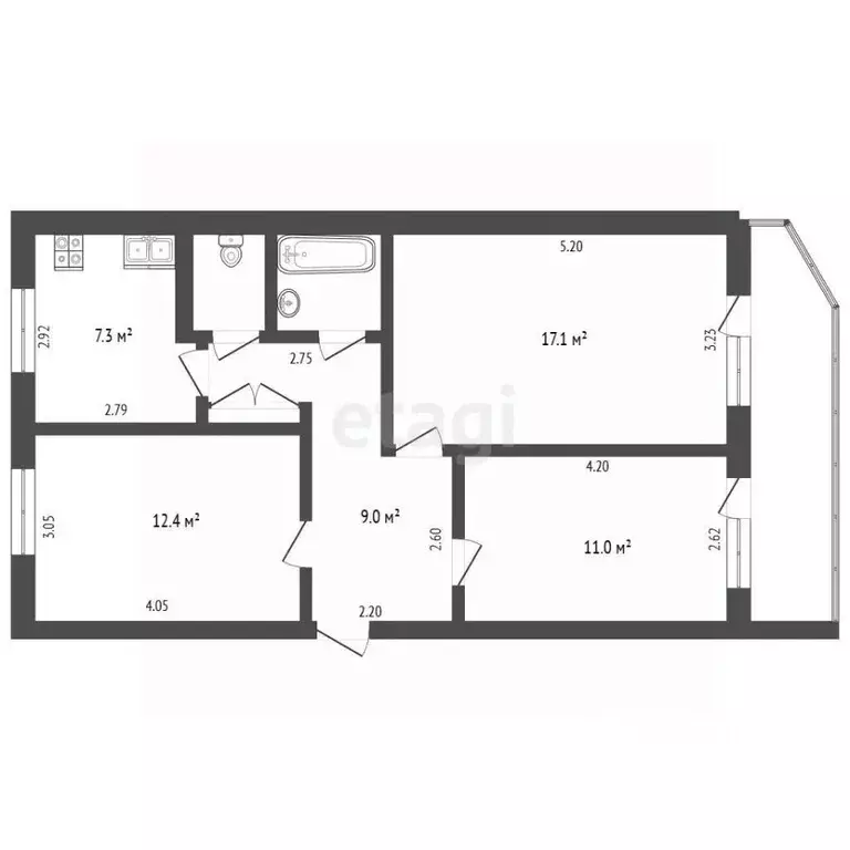 3-к кв. Крым, Симферополь бул. Ивана Франко (70.0 м) - Фото 1