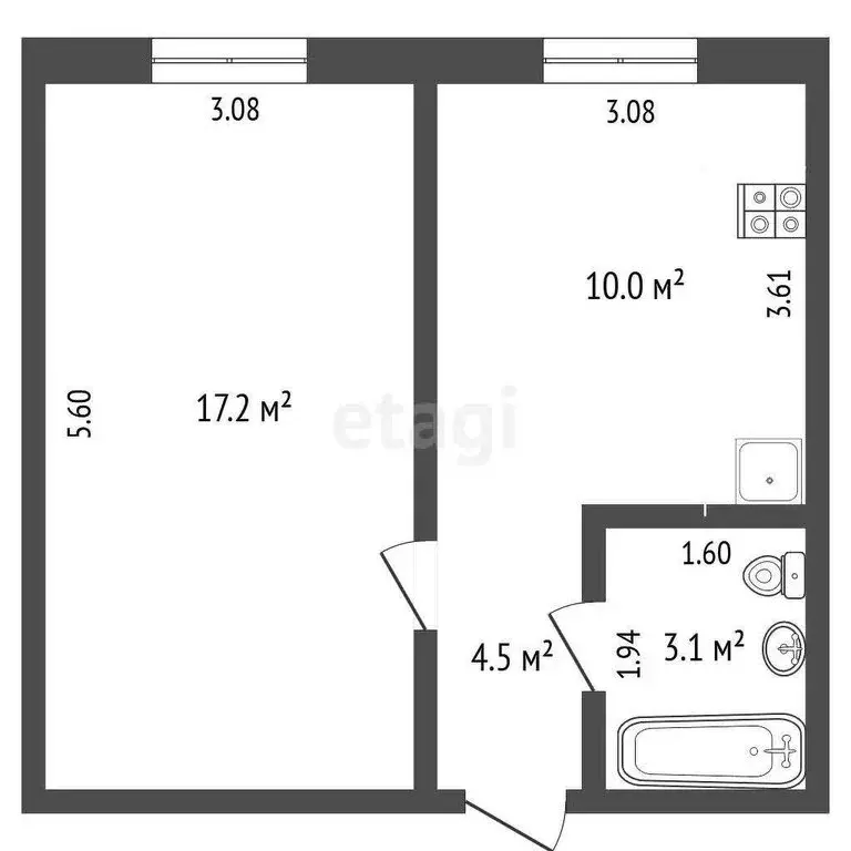 1-комнатная квартира: Тобольск, 6-й микрорайон, 28А (35 м) - Фото 1