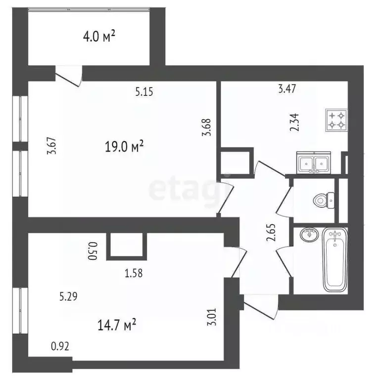 2-к кв. Санкт-Петербург ул. Ильюшина, 15К2 (49.0 м) - Фото 1