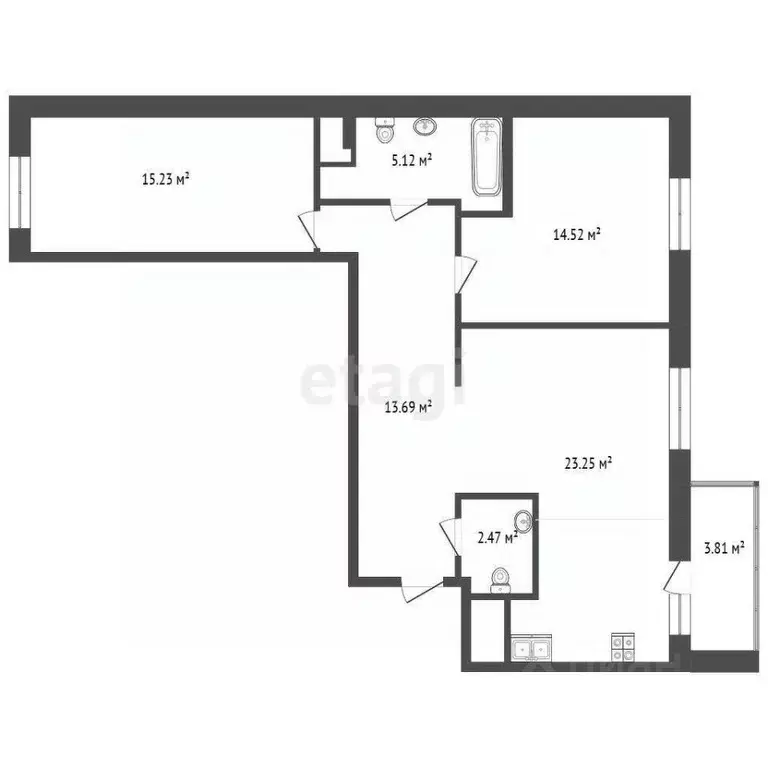 2-к кв. Тюменская область, Тюмень ул. Тимофея Чаркова, 81к2 (74.9 м) - Фото 0