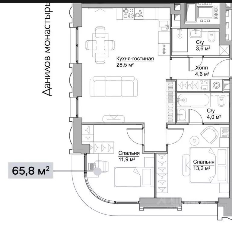 3-к кв. Москва Дубининская ул., 59к8 (66.0 м) - Фото 0