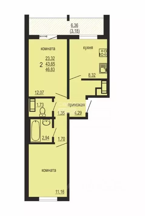 1-к кв. Челябинская область, Челябинский городской округ, пос. ... - Фото 1