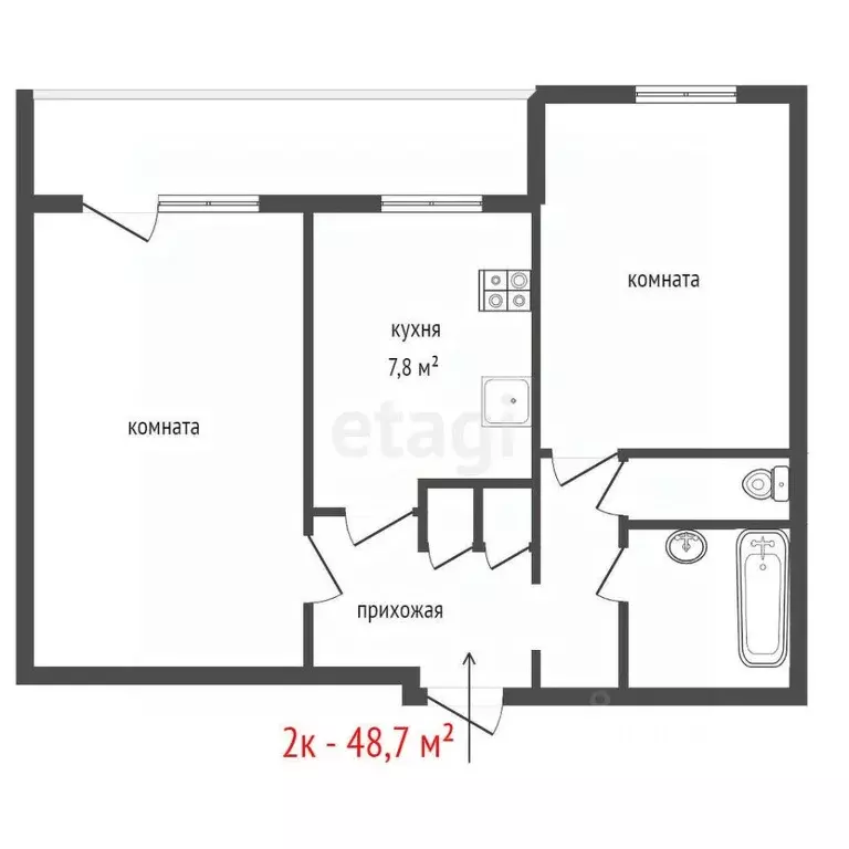 2-к кв. Свердловская область, Екатеринбург ул. Сурикова, 31 (48.7 м) - Фото 2