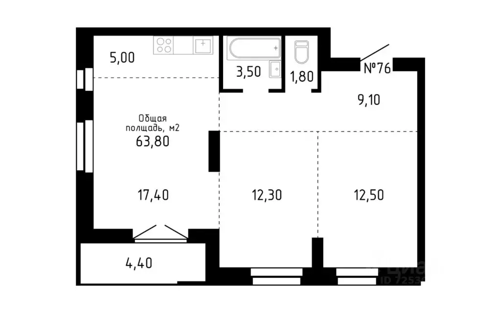 3-к кв. Алтайский край, Барнаул ул. Никитина, 12 (63.8 м) - Фото 0