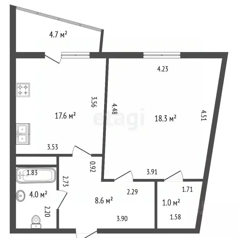 1-к кв. Санкт-Петербург Ленинский просп., 64к1 (46.4 м) - Фото 2