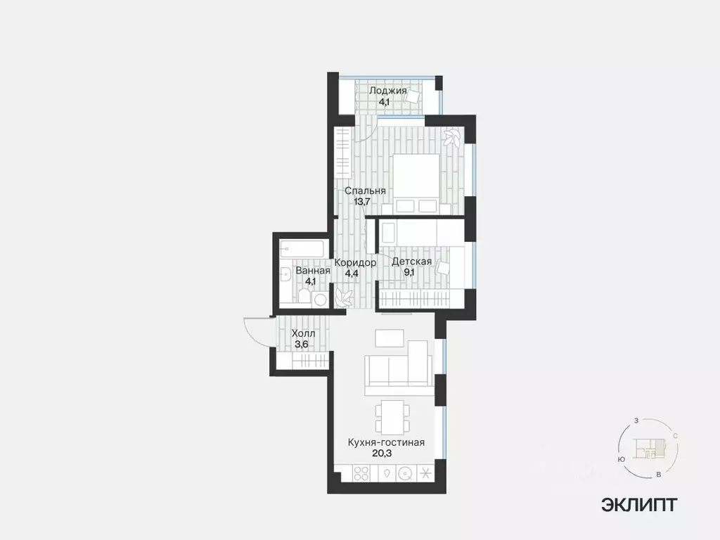 2-к кв. Тюменская область, Тюмень ул. Игоря Комиссарова, 23 (57.23 м) - Фото 0