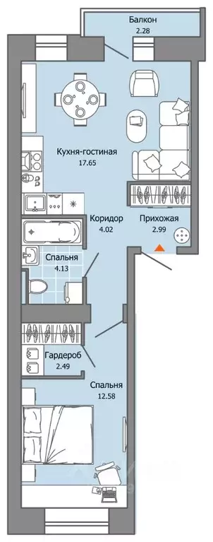 1-к кв. Пермский край, Пермь ул. Дзержинского, 35А (45.0 м) - Фото 1