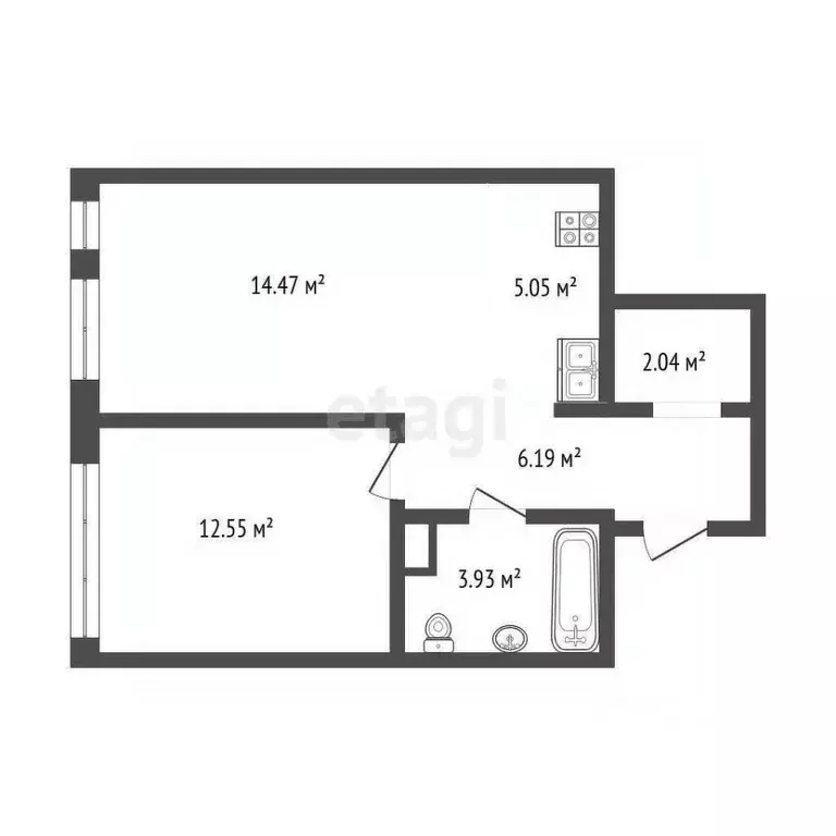 1-к кв. Тюменская область, Тюмень ул. Тимофея Чаркова, 87 (44.2 м) - Фото 1