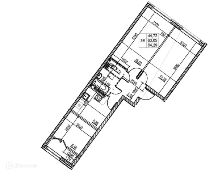 Продаётся 2-к квартира, 64.06 м - Фото 1
