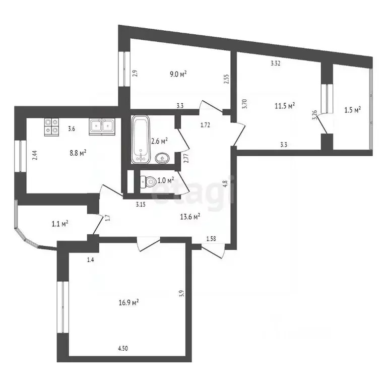 3-к кв. Мордовия, Саранск ул. Марины Расковой, 15Б (64.5 м) - Фото 1