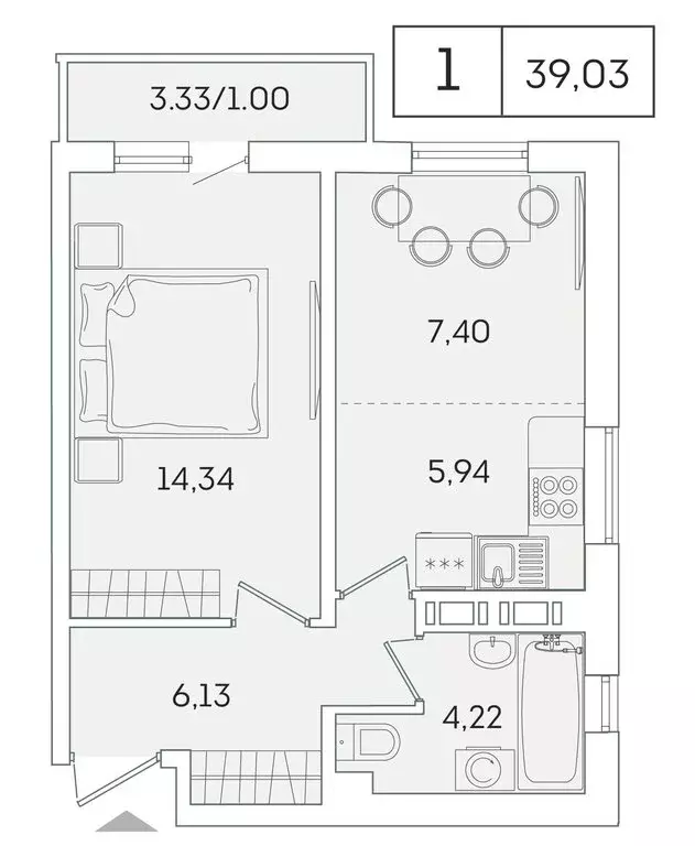 1-комнатная квартира: Мурино, Графская улица, 6к4 (37.9 м) - Фото 0