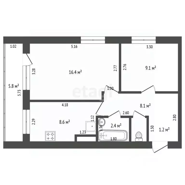 2-к кв. Калининградская область, Багратионовский муниципальный округ, ... - Фото 2