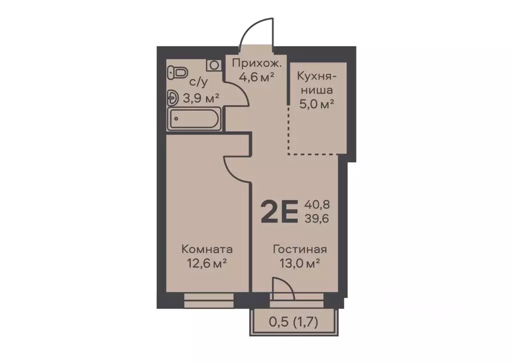 2-к кв. Пермский край, Пермь ул. Подводников (39.6 м) - Фото 1