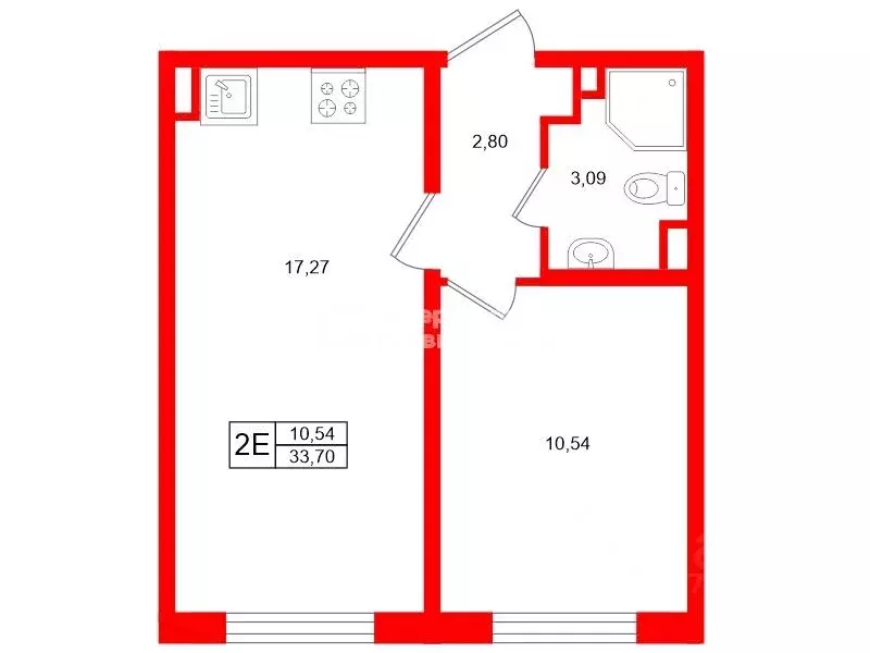 1-к кв. Санкт-Петербург ул. Пахомовская, 18к2 (33.7 м) - Фото 2