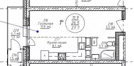 Студия Хабаровский край, Хабаровск ул. Карла Маркса, 144/1А (27.7 м) - Фото 2