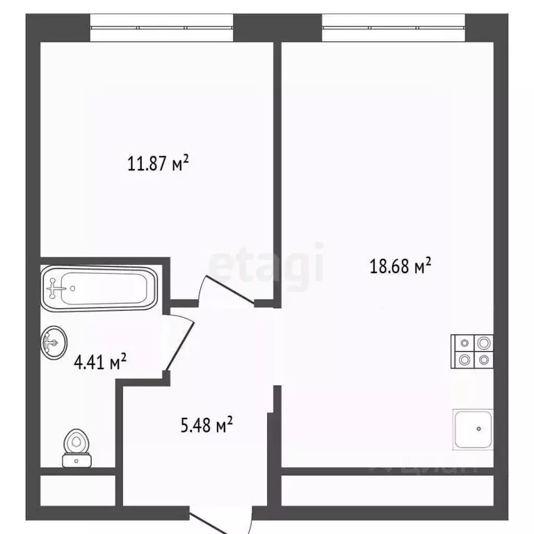 1-к кв. Тюменская область, Тюмень ул. Разведчика Кузнецова, 7 (39.5 м) - Фото 2